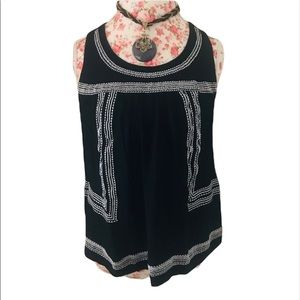 Maurices Black & White Embroidered Tank